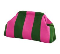 Color Block Clutch Purses For Women - Woven Crochet Casual Kiss Lock Closure Dumpling Stripes Handbags For Summer Seaside Beach Elegance Dinner Outings