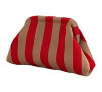 Color Block Clutch Purses For Women - Woven Crochet Casual Kiss Lock Closure Dumpling Stripes Handbags For Summer Seaside Beach Elegance Dinner Outings