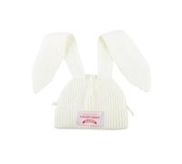 Color Block Knit Beanie Hats Cute Bunny Long Ears Grunge Hat Fluffy Winter Cap Warm Knit Rabbit Crochet Hat, White-2, One Size