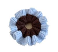 Color-block Knitted Yarn Large Scrunchie, Lazy-style Bun Hair Tie, Autumn And Winter Accessory(1pc brown blue)