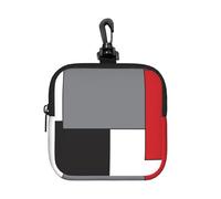 Color Block Red Black Gray White, Square Zipper Storage Bag, Neoprene Coin Purse, Small Wallets, Change Pouch, Change Purse