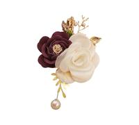 Color Blocked Bridal Corsage Groom Chest Flower Boutonniere Set Ribbon Silk Flower for Wedding Ceremony Receptions Chest Pin