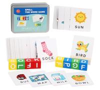 Color Blocks Spelling Word Games, Wooden Alphabet Puzzles Blocks Matching Letter Game Alphabet Flash Cards Puzzle Match Spelling Game Kids Toys Early Educational Learning Toys for Kids Gift