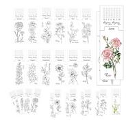 Color Book Review Bookmarks 12pcs 12 Monthly Paintable Book Marks Kit 20pcs Tracker Note Cards for DIY Classroom Students Teachers Women to Reading Log Page Markers (Watercolor)