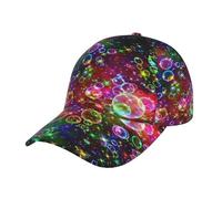 Color Bubble Print Baseball Cap Adjustable Size,Running Workouts and Outdoor Activities,All Seasons Black, Black, One size