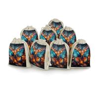 Color Butterfly Background 8 PCS Muslin Bags with Drawstring Sachet Bags Empty Small Cotton Drawstring Bag Muslin Reusable & Washable Cotton Bag for Herb Spice Candy Soap Jewelry Wedding Gift Pouches