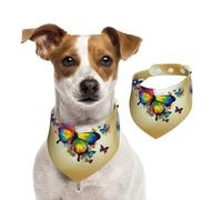 Color Butterfly Dog Bandanas,Summer Bandanas for Dogs Washable Adjustable Dog Triangle Scarf Bibs Cute Pet Bibs for Medium Large Dogs Puppy and Cats Small
