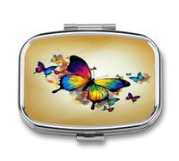 Color Butterfly Pill Case Travel Portable Pocket Pill Box 2 Compartment Medicine Case Large Capacity Daily Pill Cases Vitamin Organizer Medicine Organizer Small Pill Box