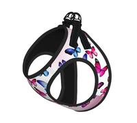 Color Butterfly Printing Dog Summer Harness With Leash Set,Adjustable And Reflective Step-In Puppy Pet Vest Harnesses