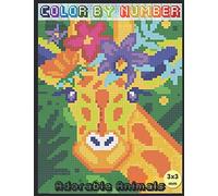 COLOR BY NUMBER: Mosaic Adorable Animals - coloring by pixel - square coloring quest - Coloring Book for Adults Relaxation and Stress Relief (Mystery Mosaics Color By Number)