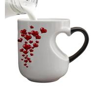 Color Change Mug - Heart Shape Handle Milk Juice Cup, Ceramic Heat Activated Mug with Fun Design | Drinkware for Women, Men, Kids, Family, Workplace, Home, Dorm, Apartment, Coffee, Tea, Hot