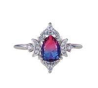 Color Change Ring 925 Sterling Silver Birthstone Oval Round HaloCocktail Statement Engagement Rings For WomenCrystal Cubic Zirconia Flower Rings WeddingBand For Women's Ups And Downs Jewelry (A, D)