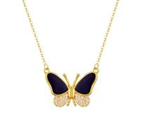 Color Changing Butterfly Necklace Temperature Sensitive Gold Titanium Jewelry Pendant Charm with Clasp Necklaces Long for Women (Gold, One Size)
