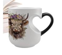 Color-Changing Coffee Cup 400ml Novelty Heart Handle Cow Drinkware