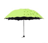 Color-Changing Floral Umbrella with UPF50+ UV Protection, 3-Fold Compact Lightweight Folding Design for Sun and Rain, Portable Travel Umbrella(Fluorescent Green)