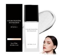 Color Changing Foundation, Colour Changing Foundation for Mature Skin, Creates Flawless and Delicate Finish, Long Lasting Waterproof Hydrating Coverage, Microcapsules Concealer Cream (1pc-Irovy White)