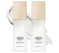 Color Changing Foundation Spf 15, Colour Changing Mature Skin Foundation, Colour Change Foundation, Long Wear Makeup Concealer Foundation for Aging Skin, Matches Fair to Medium Skin Tones (2PCS, 30ml)