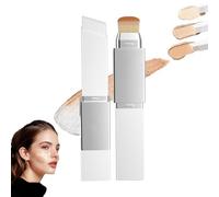 Color Changing Foundation Stick, 2 in 1 Colour Changing Foundation Stick, white foundation stick with Brush Head, Full To Medium Coverage Base Makeup, Suitable for All Skin Types (Dark)