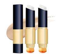 Color Changing Foundation Stick, 2-in-1 Dual Head Cover Cream with Brush, Medium to Full Coverage Dewy Finish, Hydrating Lightweight, Blur Pores Even Skin Tone (Ivory white*2)