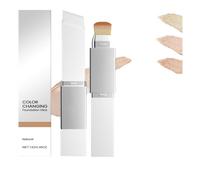 Color Changing Foundation Stick,2 In 1 Foundation Stick With Brush, Korean Dual-Ended Full Coverage With Fine Bristle Brush,Lightweight,Long-Lasting,All Skin Types For Women(Natural)