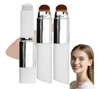 Color Changing Foundation Stick, Cover Cream Stick V-Korean Foundation Stick with Detachable Brush, Full To Medium Coverage Base Makeup, With Brush Head, Suitable for All Skin Types (2PC-Dark Skin)