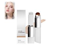 Color Changing Foundation Stick,Cover Cream Stick V White Korean Foundation Stick, Full to Medium Coverage Base Makeupwith Brush Head, For All Skin Types