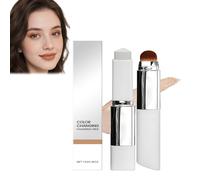 Color Changing Foundation Stick,Korean Base With Detachable Brush,Full-To-Medium Coverage,Flawless Base,Evens Tone,Cover Cream Stick V White Korean Foundation,Full To Medium Makeup (1,Natural)