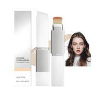 Color Changing Foundation Stick - Long Lasting Lightweight Concealer, Setting Spray & Primer with Built-In Brush for All Skin Types & Women, Moisturising Matte Finish & Smoothing Cream Base (Ivory)