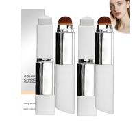 Color Changing Foundation Stick,Magic Skin Changing Foundation Stick 2-In-1 With Brush Head,Full Coverage Dewy Foun/dation,Full Coverage Moisturising Base Makeup,Brightening Makeup Skin (2 PCS)