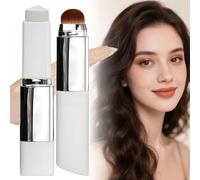 Color Changing Foundation Stick with Brush Head - White Foundation Stick, Buildable Full Coverage Concealer & Cream Base Makeup - Long-Lasting, Smoothing, Suitable for All Skin Types (Natural)