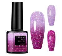 Color Changing Gel Nail Polish - Purple Glitter Temperature Change Gel Polish - Long Lasting UV gel Nail Polish - Glossy Sparkly Chameleon Nail Varnish For Women Girls Nail Art DIY Manicure Gift