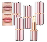 Color Changing Lipstick for Women, PH Reactive Clear Lip Balm with Gold Foil, Transferproof Moisturizing Sheer Tint, Hydrating Rosy Pink Color, Personalized Everyday Lipstick for Mature Lips (5pcs)