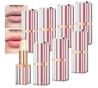 Color Changing Lipstick for Women, PH Reactive Clear Lip Balm with Gold Foil, Transferproof Moisturizing Sheer Tint, Hydrating Rosy Pink Color, Personalized Everyday Lipstick for Mature Lips (8pcs)