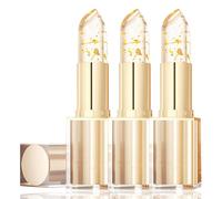 Color Changing Lipstick, Transparente Transferproof Gold Crystal Color Changing Lip Stick, Long Lasting 24 Hours Moisturizing Glossy Shine Lip Gloss, Deep Nourishment (3Pcs)