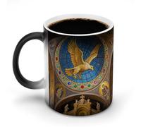 Color Changing Mug 12 Oz, Magic Heat Sensitive Ceramic Coffee Cup, Golden Eagle over Byzantine Church Novelty Heat Activated Cup for Office Home Use, Unique Gift Idea for Coffee Tea Drinkers