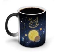 Color Changing Mug 12 Oz, Magic Heat Sensitive Ceramic Coffee Cup, Planets And Constellations Novelty Heat Activated Cup for Office Home Use, Unique Gift Idea for Coffee Tea Drinkers