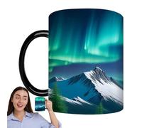 Color Changing Mug | 350ml Northern Light Heat Change Mug | Ceramic Cups Drinking Kitchen Home Birthday Coworkers Best Friend Family Halloween Christmas Cafe