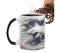 Color Changing Mug | Ceramic Mug | Coffee Cup Sea Fish Print, Magic Cute Ceramic Cup, Novelty Milk Tea for Men, Women, Friends