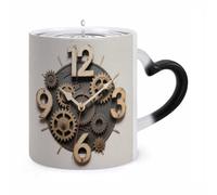 Color Changing Mug Gear Clock Heat Sensitive Ceramic Coffee Cups Novelty Heat Activated Cup 11 Oz Magic Mug for Office Home Use, Unique Gift Idea for Coffee Tea Drinkers