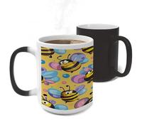 Color Changing Mug Heat Sensitive Ceramic Coffee Cups Cartoon Bee Pattern Novelty Heat Activated Cup 11 Oz Magic Mug for Office Home Use, Unique Gift Idea for Coffee Tea Drinkers