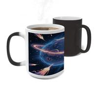 Color Changing Mug Heat Sensitive Ceramic Coffee Cups Mysterious Planet Novelty Heat Activated Cup 11 Oz Magic Mug for Office Home Use, Unique Gift Idea for Coffee Tea Drinkers