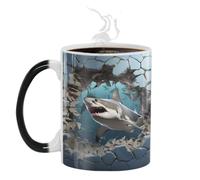 Color Changing Mug | Heat Sensitive Tea Cups | Coffee Mug Cup Sea Fish Print, Magic Cute Ceramic Cup, Novelty Milk Tea for Men, Women, Friends