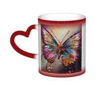 Color Changing Mug In The Sky Ceramic Coffee Mug 13 oz Heat Sensitive Drinking Cup Birthday Gift for Women Men Magic Tea Cup Embroidery Colorful Butterfly Porcelain Mugs Unique Gift