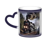 Color Changing Mug In The Sky Ceramic Coffee Mug 13 oz Heat Sensitive Drinking Cup Birthday Gift for Women Men Magic Tea Cup Steam Train Porcelain Mugs Unique Gift