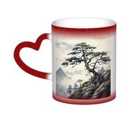 Color Changing Mug In The Sky Ceramic Coffee Mug 13 oz Heat Sensitive Drinking Cup Birthday Gift for Women Men Magic Tea Cup Pine on Mountain Slope Porcelain Mugs Unique Gift