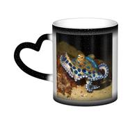 Color Changing Mug In The Sky Ceramic Coffee Mug 13 oz Heat Sensitive Drinking Cup Birthday Gift for Women Men Magic Tea Cup Blue Ring Octopus Porcelain Mugs Unique Gift