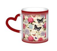 Color Changing Mug In The Sky Ceramic Coffee Mug 13 oz Heat Sensitive Drinking Cup Birthday Gift for Women Men Magic Tea Cup Striped Flower Butterfly Porcelain Mugs Unique Gift