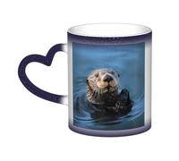 Color Changing Mug In The Sky Ceramic Coffee Mug 13 oz Heat Sensitive Drinking Cup Birthday Gift for Women Men Magic Tea Cup Sea Otter Porcelain Mugs Unique Gift