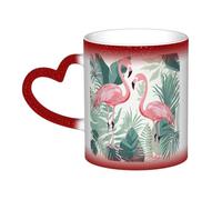 Color Changing Mug In The Sky Ceramic Coffee Mug 13 oz Heat Sensitive Drinking Cup Birthday Gift for Women Men Magic Tea Cup Cartoon flamingo leaves Porcelain Mugs Unique Gift