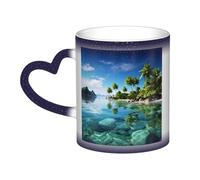 Color Changing Mug In The Sky Ceramic Coffee Mug 13 oz Heat Sensitive Drinking Cup Birthday Gift for Women Men Magic Tea Cup Beautiful Island in The Sea Porcelain Mugs Unique Gift